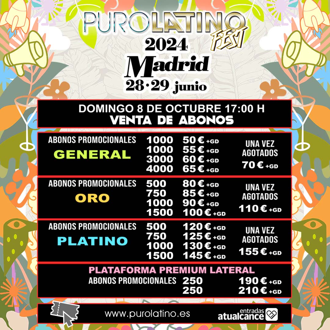 Puro Latino Fest Madrid 2024 Cartel, entradas, horarios y hoteles