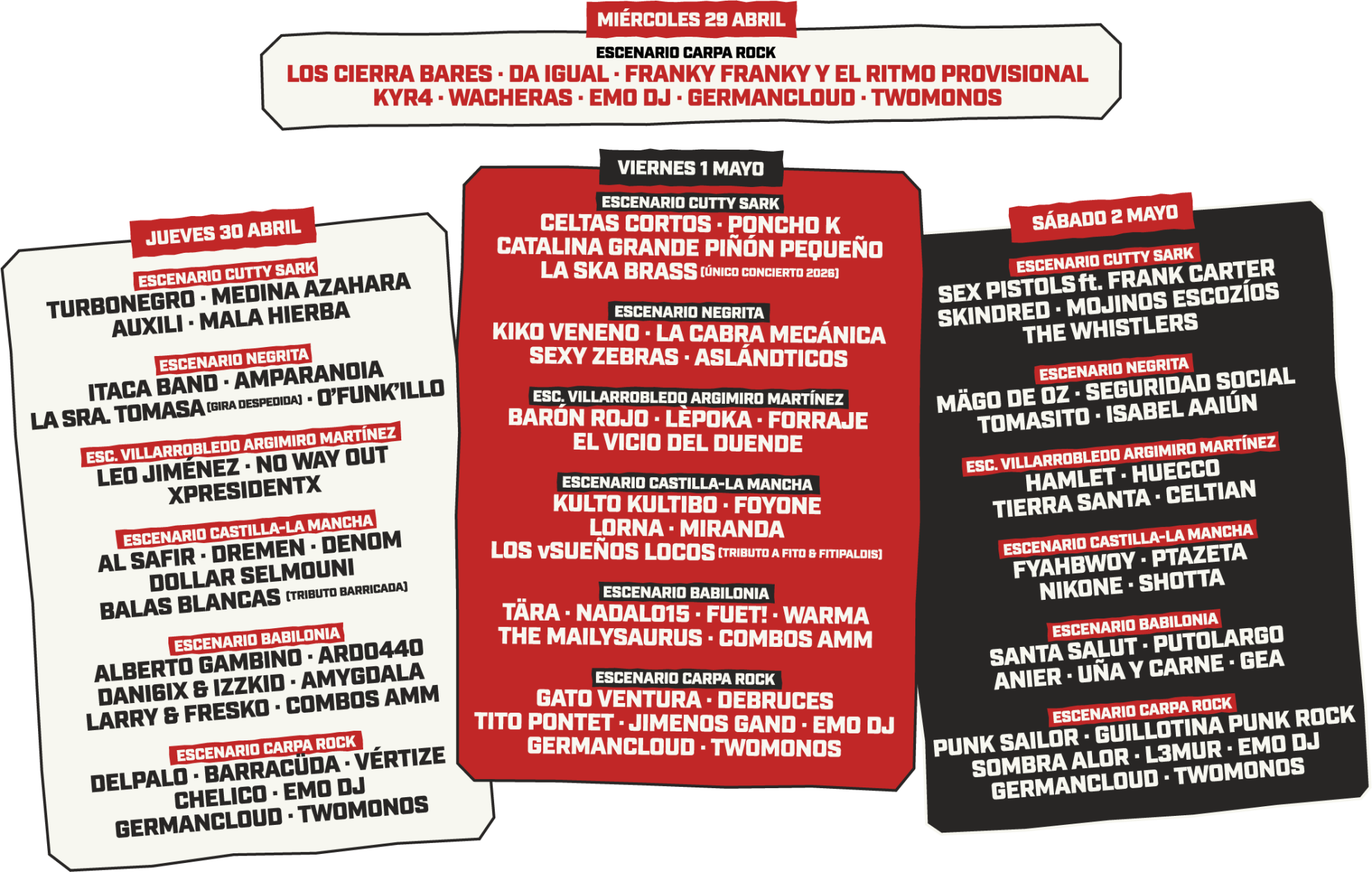 Cartel por días Viña Rock 2026