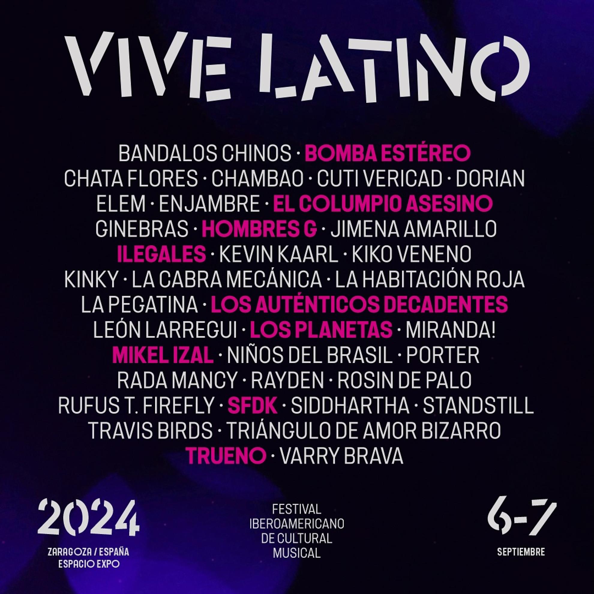 Cartel Vive Latino Zaragoza 2024