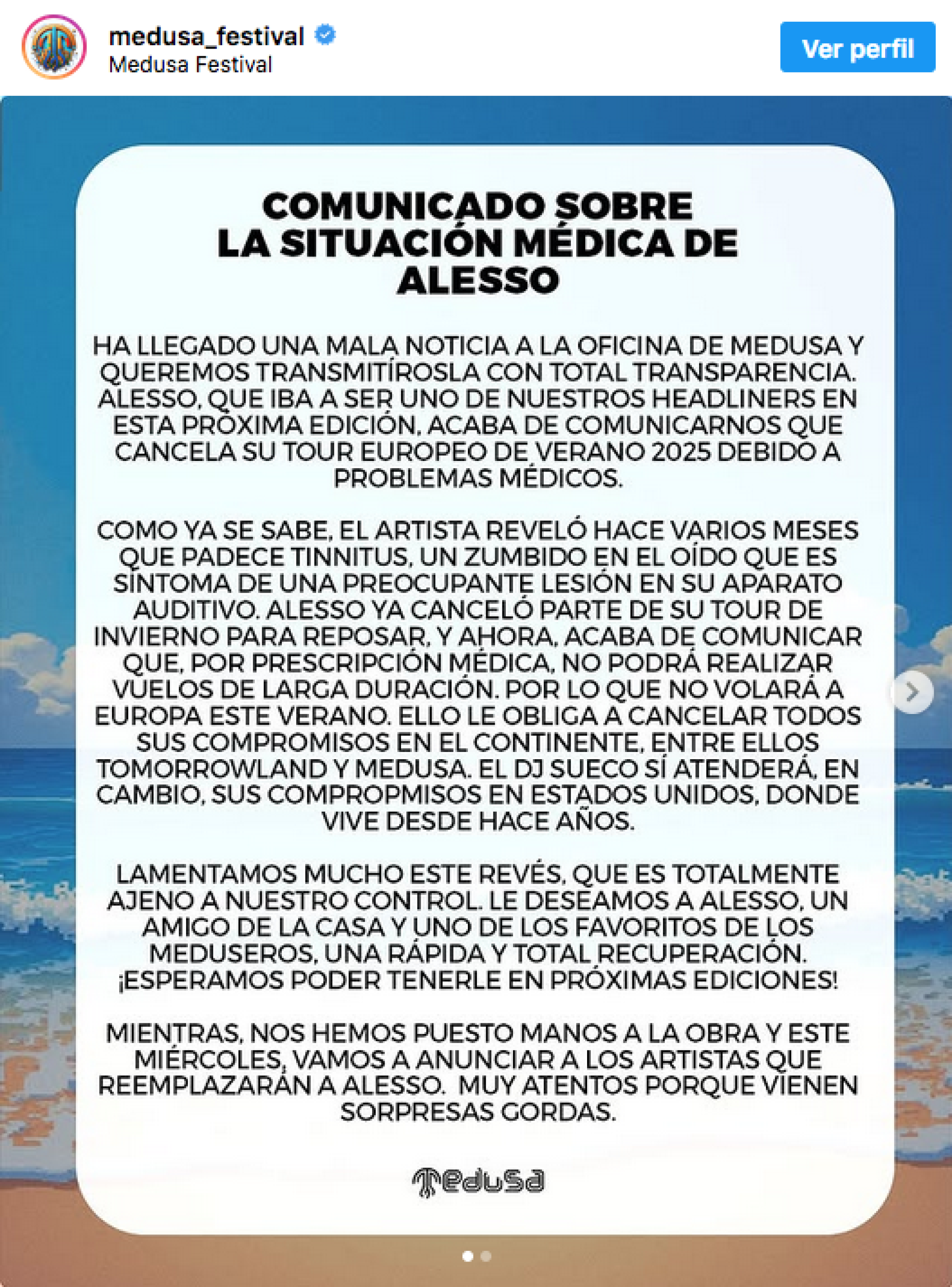 Alesso problemas de salud