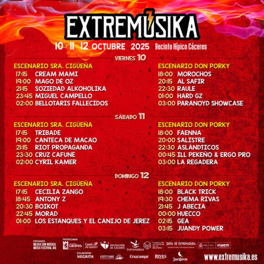 Horarios Extremúsika 2025