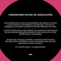 Comunicado cancelación Valencia Flow Fest 2024