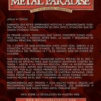 Comunicado Metal Paradise 2020