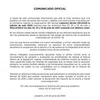 Comunicado aplazamiento