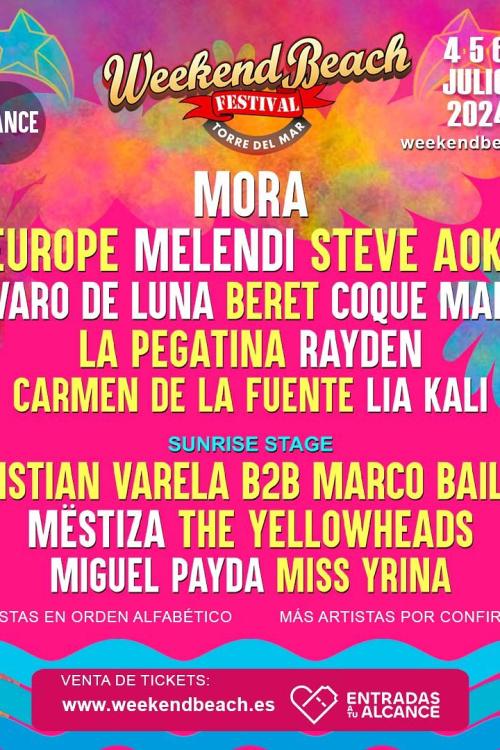 Weekend Beach Festival 2024 Cartel, entradas, horarios y hoteles